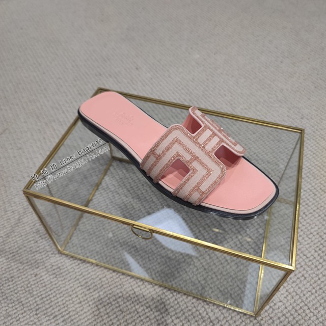 Hermes高版本純手工鞋 愛馬仕2022新色燙鑽H涼拖鞋 dx3038